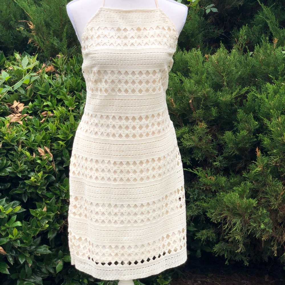 Ivory Crochet Halter Dress